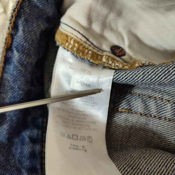 Free People We The Free Jeans Womens 25 Blue High Rise Button Fly Vintage Wash - Picture 10 of 14